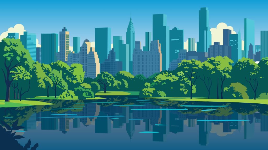 The,Illustration,Beautifully,Captures,Central,Park,,The,Iconic,Green,Oasis