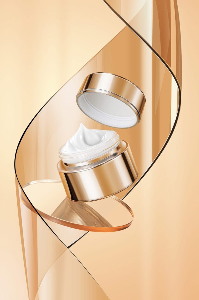 Glass,Golden,Skin,Care,Product,Face,Cream,Uncovered