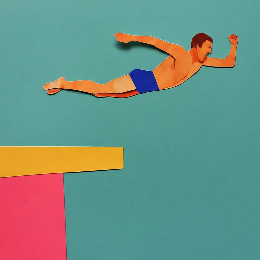 Paper,Collage,Artistic,Image,Of,People,Who,Jump,From,The