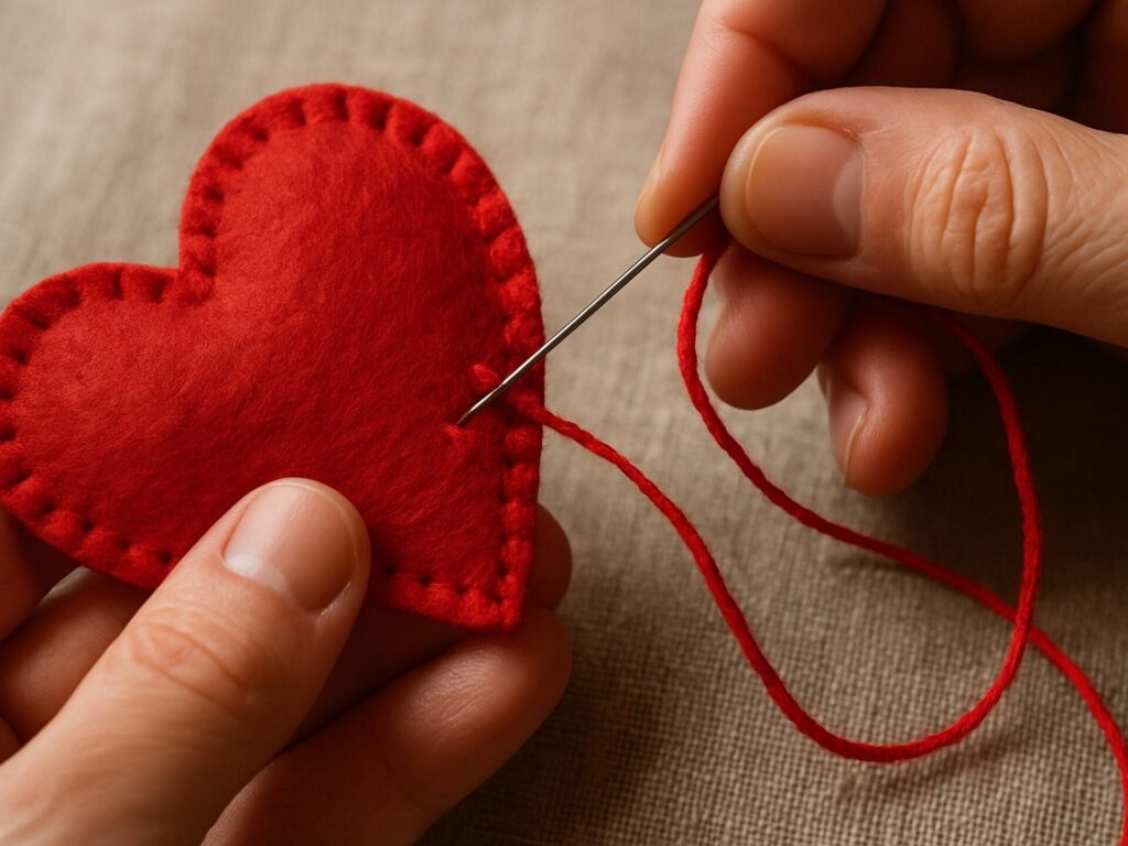 Red,Dye,Tailor,Sewing,Into,Heart.