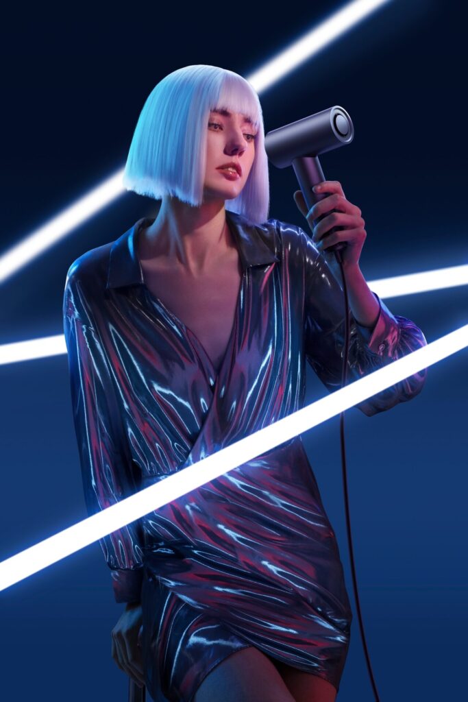 Futuristic,Fashion,Portrait,Of,A,Woman,With,Platinum,Bob,Hairstyle