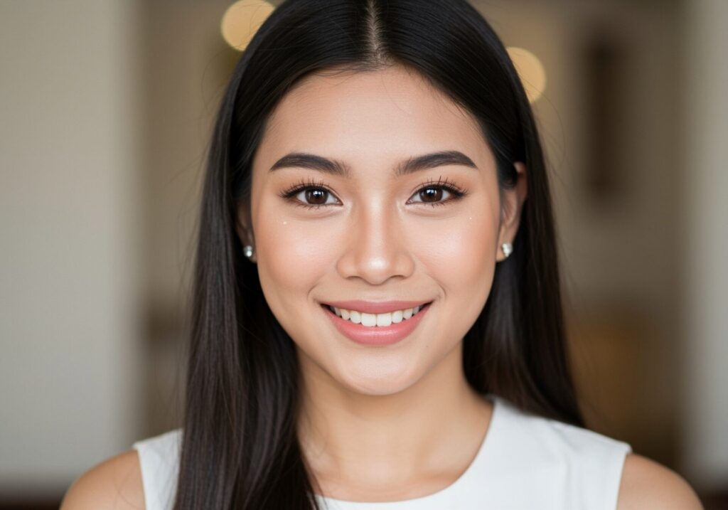 Asian,Thai,Woman,Portrait,With,Shallow,Depth,Of,Field,,Focusing