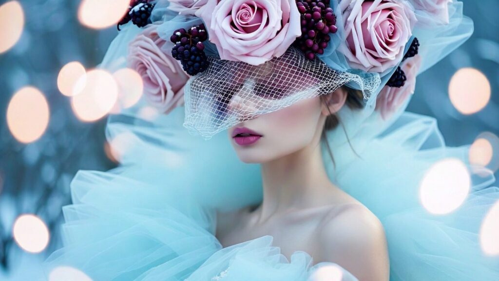 A,High fashion,,Ethereal,Portrait,Of,A,Beautiful,Woman,With,Fair