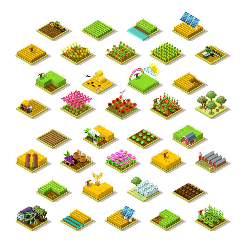 Isometric,Farm,House,Building,Staff,Farming,Agriculture,Scene,3d,Barley