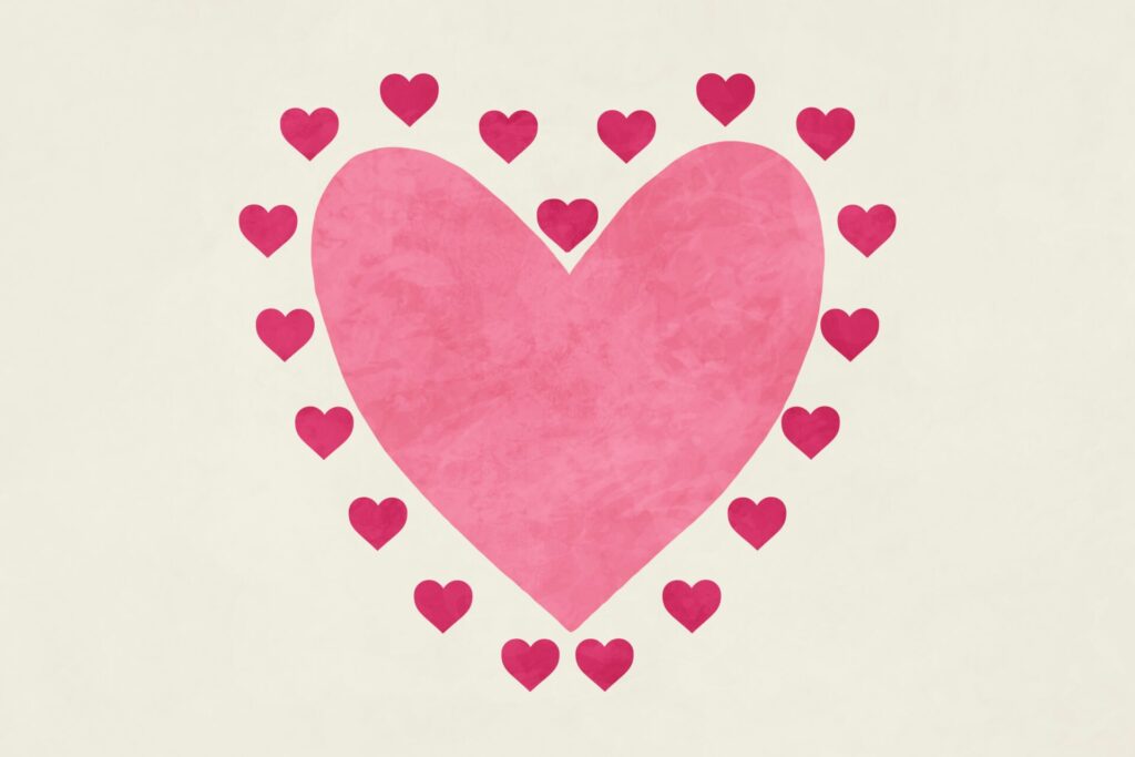 A,Large,Pink,Heart,Is,Surrounded,By,Smaller,Hearts,On