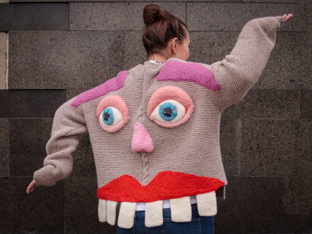Face,On,Knitted,Cardigan,,Eye,Cardigan,,Cardigan,With,Eyes,,Weird